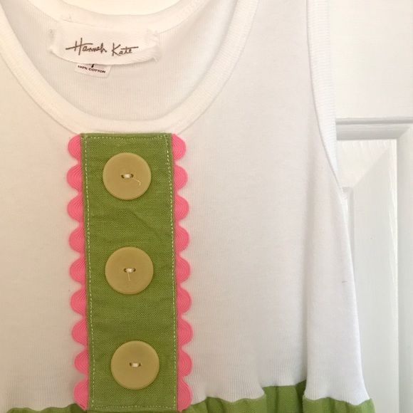 Linen Lime green tank Girls Dress - Picture 3 of 6